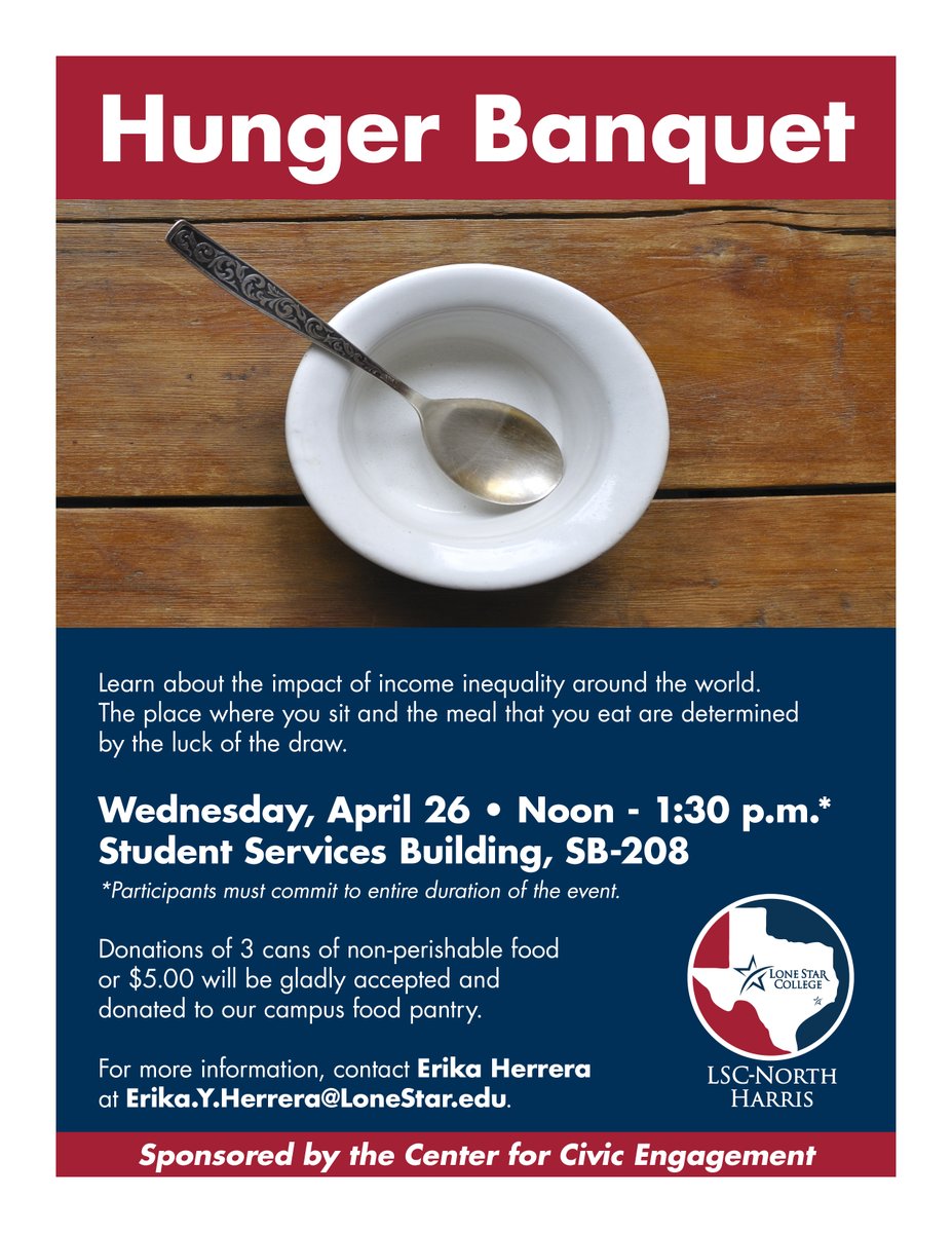 Learn about income inequality around the world at the Hunger Banquet.