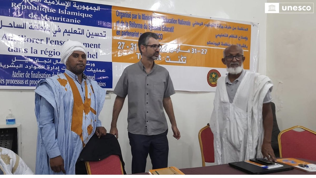 UNESCO_Dakar's tweet photo. #Mauritanie : finalisation du #manuel pour améliorer la gestion et la gouvernance des #enseignants en termes de ressources humaines dans le cadre du projet #Sahel financé par #UE.
21 cadres du ministère de l’Éducation nationale ont pris part à l’atelier, dont 8 femmes. https://t.co/tj8GP60UV9