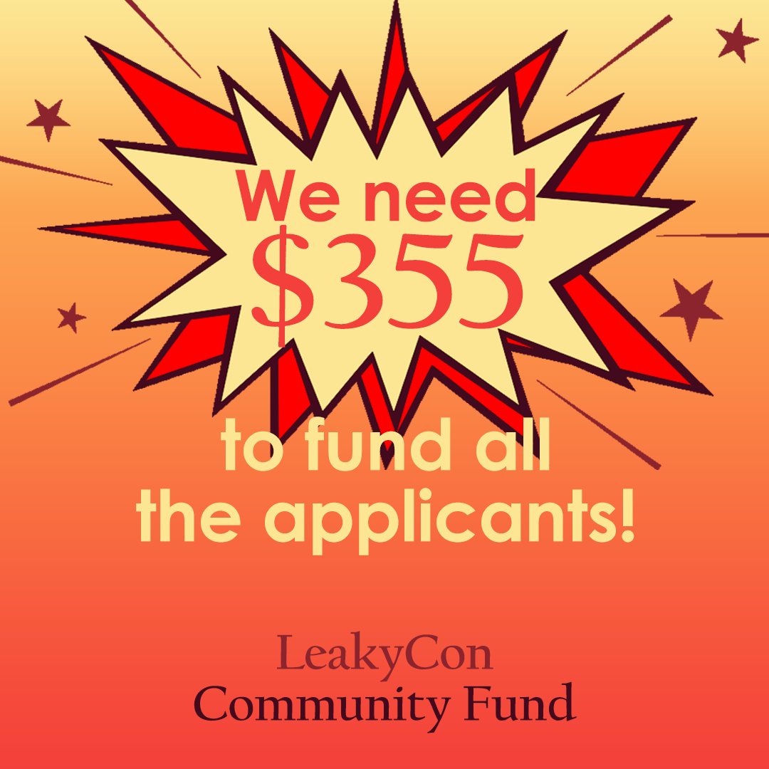 We need $355 more to fully fund our first round of applicants – can you help? Every contribution of any amount makes a huge difference: gofund.me/9a6cbaa0.

Donate in April to enter a Bisexual Harry merch giveaway!💖 Help us bring more friends and magic to #LeakyCon.