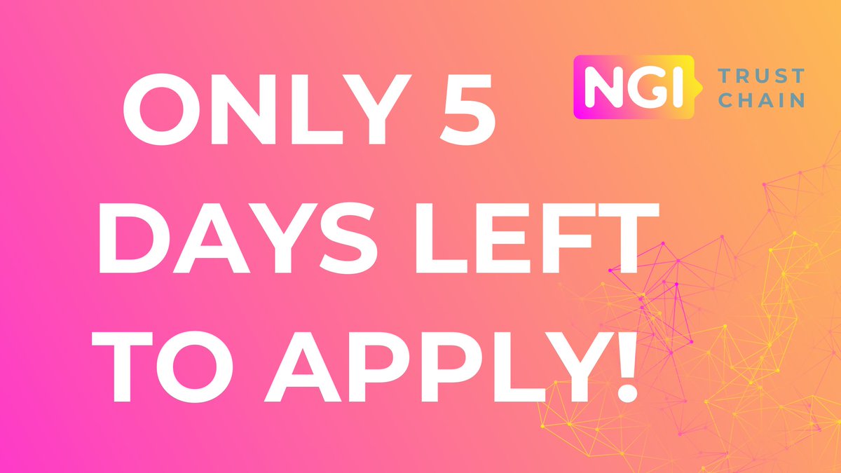 TrustChain (@ngi_trustchain) on Twitter photo Last days to apply!⏰
👇🏽Check out 5 tips for successful application
bit.ly/414hI8E Good luck!
<a href="/EURODYN_Careers/">EUROPEAN DYNAMICS</a> | <a href="/F6S_Gov/">F6S Innovation</a> | University of Ljubljana | <a href="/STEconAUEB/">AUEB - STEcon Group</a> | <a href="/cibervoluntario/">Cibervoluntarios</a> | <a href="/Alastria_/">Alastria Blockchain Ecosystem</a> | <a href="/timelex_lawfirm/">Timelex</a> | <a href="/CityUniLondon/">Anna</a> Last days to apply!⏰
👇🏽Check out 5 tips for successful application
bit.ly/414hI8E Good luck!
<a href="/EURODYN_Careers/">EUROPEAN DYNAMICS</a> | <a href="/F6S_Gov/">F6S Innovation</a> | University of Ljubljana | <a href="/STEconAUEB/">AUEB - STEcon Group</a> | <a href="/cibervoluntario/">Cibervoluntarios</a> | <a href="/Alastria_/">Alastria Blockchain Ecosystem</a> | <a href="/timelex_lawfirm/">Timelex</a> | <a href="/CityUniLondon/">Anna</a>
