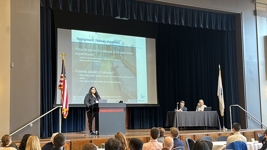 arjunvenkatesh's tweet photo. @mo_dilip present her plenary abstract shoeing disparities in hallway ED placement at #NERDS23 - hospital crowding is a health equity problem @Yale_EM @SAEMonline @ACEPNow https://t.co/RVaiCK8BwI