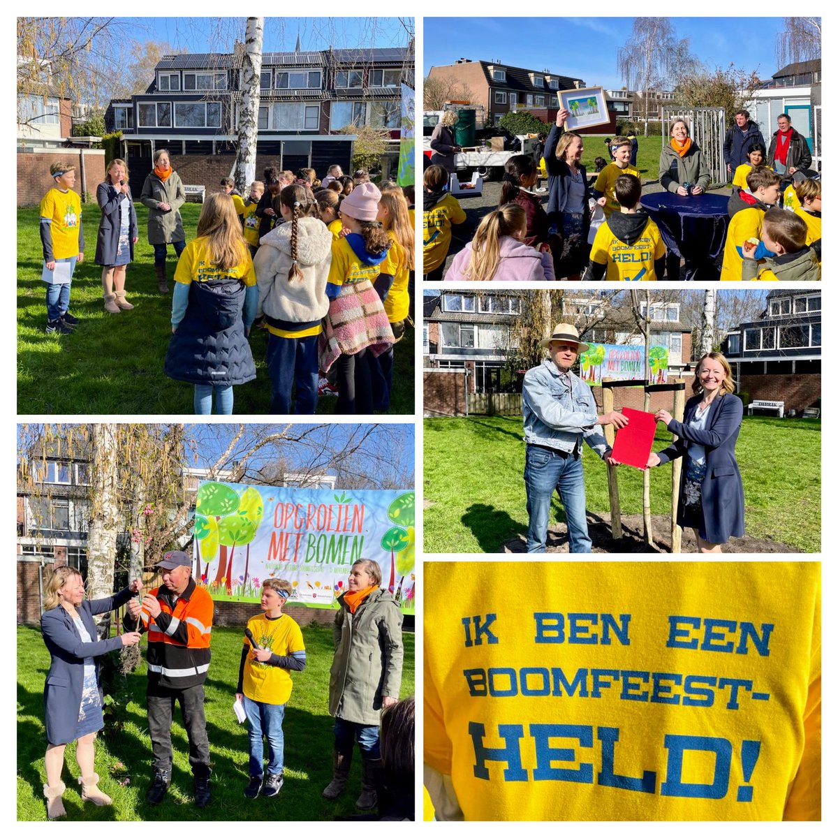 🥁🥁🥁Opgroeien met bomen 🌳🌳🌳 is het thema v/d #Boomfeestdag 2023 in <a href="/Gem_Amstelveen/">Gemeente Amstelveen</a>. Vandaag onthuld met kinderburgemeester Lode en directeur <a href="/Boomfeestdag/">Boomfeestdag</a> Marleen van den Ham. Bomen geplant met groepen 6 #DeWestwijzer,  duurzaamheidscommissie Bovenkerk en <a href="/RaadAmstelveen/">Raad Amstelveen</a>!