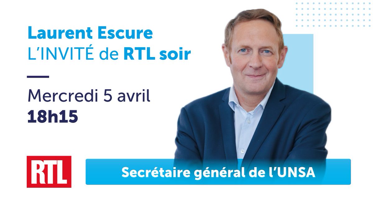 Retrouvez @LaurentEscure à 18h15 sur @RTLSoir   @UNSA_officiel