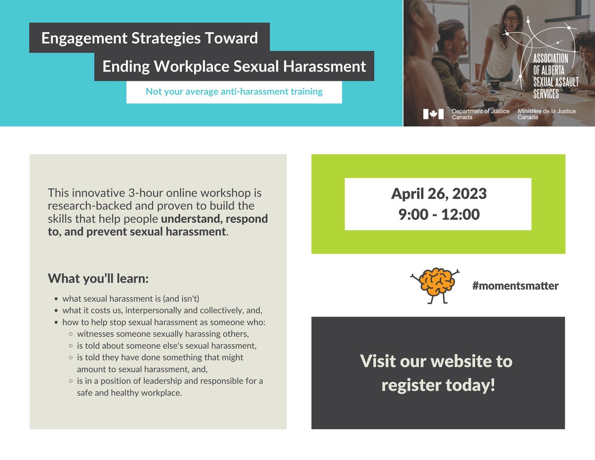 Strengthen your team by building a positive, respectful work place culture! Research shows that positive workplace cultures lead to healthier, safer, happier, and more productive teams—and help prevent sexual harassment. Learn more and register today!