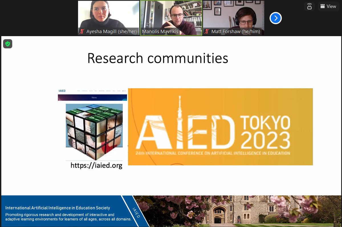 Brief history &amp; key issues in #ArtificialIntelligence and human #learning (beyond the hype) by <a href="/mavrikis/">Prof Manolis Mavrikis</a> and <a href="/EdTechMA_UCL/">EdTech Masters IOE UCL</a> students during the <a href="/turinginst/">The Alan Turing Institute</a> Data Science Education Interest Group. Interested? Attend <a href="/AIEDconf/">AIED</a>  aied2023.org <a href="/UCL_Turing/">UCL and the Turing</a> <a href="/uclknowledgelab/">UCL Knowledge Lab</a>