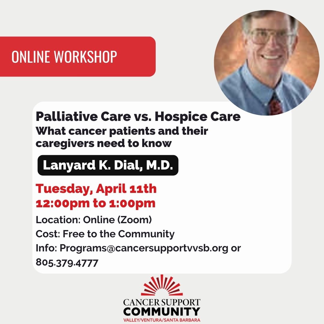CSCVVSB's tweet image. Join us April 11 at 12pm for an online workshop on Palliative Care vs. Hospice Care with Dr. Dial!
RSVP: ow.ly/FYfP50NA7Nz
