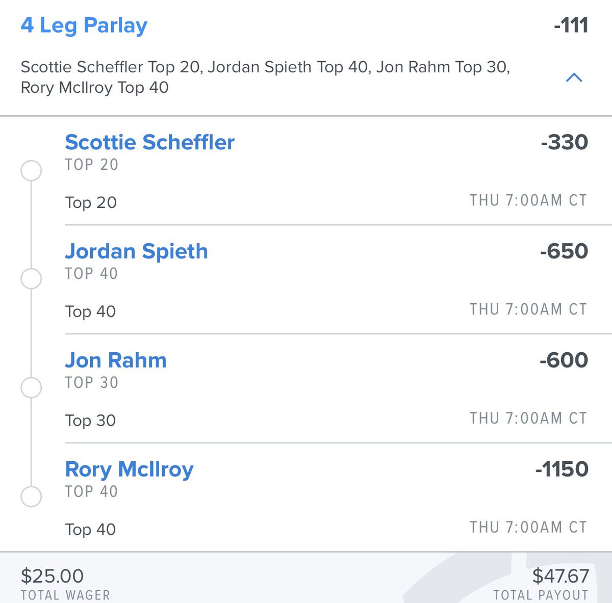 TheEdgeSniper's tweet photo. Getting cute with these #MastersWeek picks and I don’t hate it. Judge me in the comments ⬇️
🎯 8 player to make the cut parlay +122
🎯 4 player finishing position -111
#gamblingtwitter #Masters #masterspicks #golfpicks #augusta #freepicks #ParlayPicks https://t.co/VuVwdNgYop