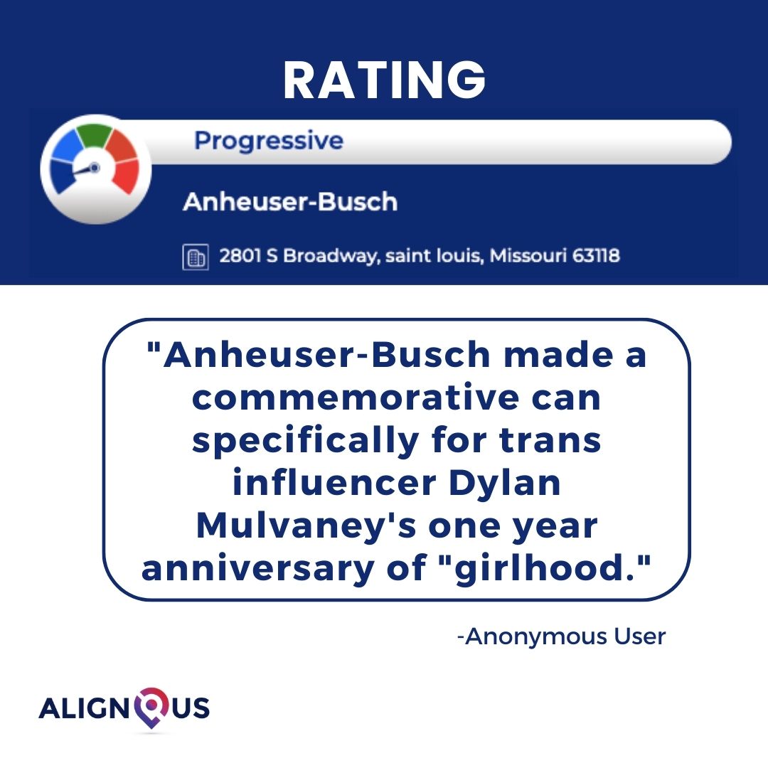 AlignUs1's tweet photo. The people have spoken, Anheuser-Busch.
Be heard!  Sign up to start adding and rating businesses today!
View the full rating and rate them yourself here: https://t.co/bOvNOUZAtt

#AnheuserBusch #Budlight #DylanMulvaney #Girlhood #Spokesman #Spokesperson #Beer #ShopYourValues https://t.co/jlh5n1XgOj