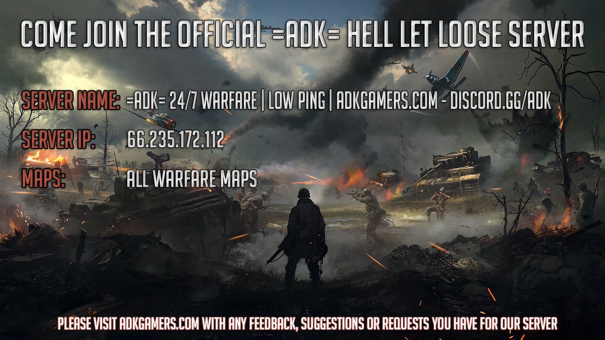 ADKGamers's tweet photo. !!GIVEAWAY ALERT!! - We're giving away TWO copies of @hell_let_loose on our website so you can join us on our new server!  Just visit - https://t.co/pvygkd5aBd - to enter.  

#adk #gamingcommunity #giveaway #free #adkgamers #hellletloose #fps #wwii #freestuff https://t.co/C0Dw6vX1ZR