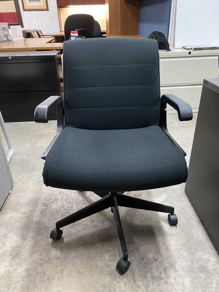DFSIHOUSTON's tweet image. Knoll sapper office chair, commercial grade, black fabric, adjustable seat height, swivel, tilt, upright back lock, tilt tension control. #knoll #sapper #designerchairs #officechairs