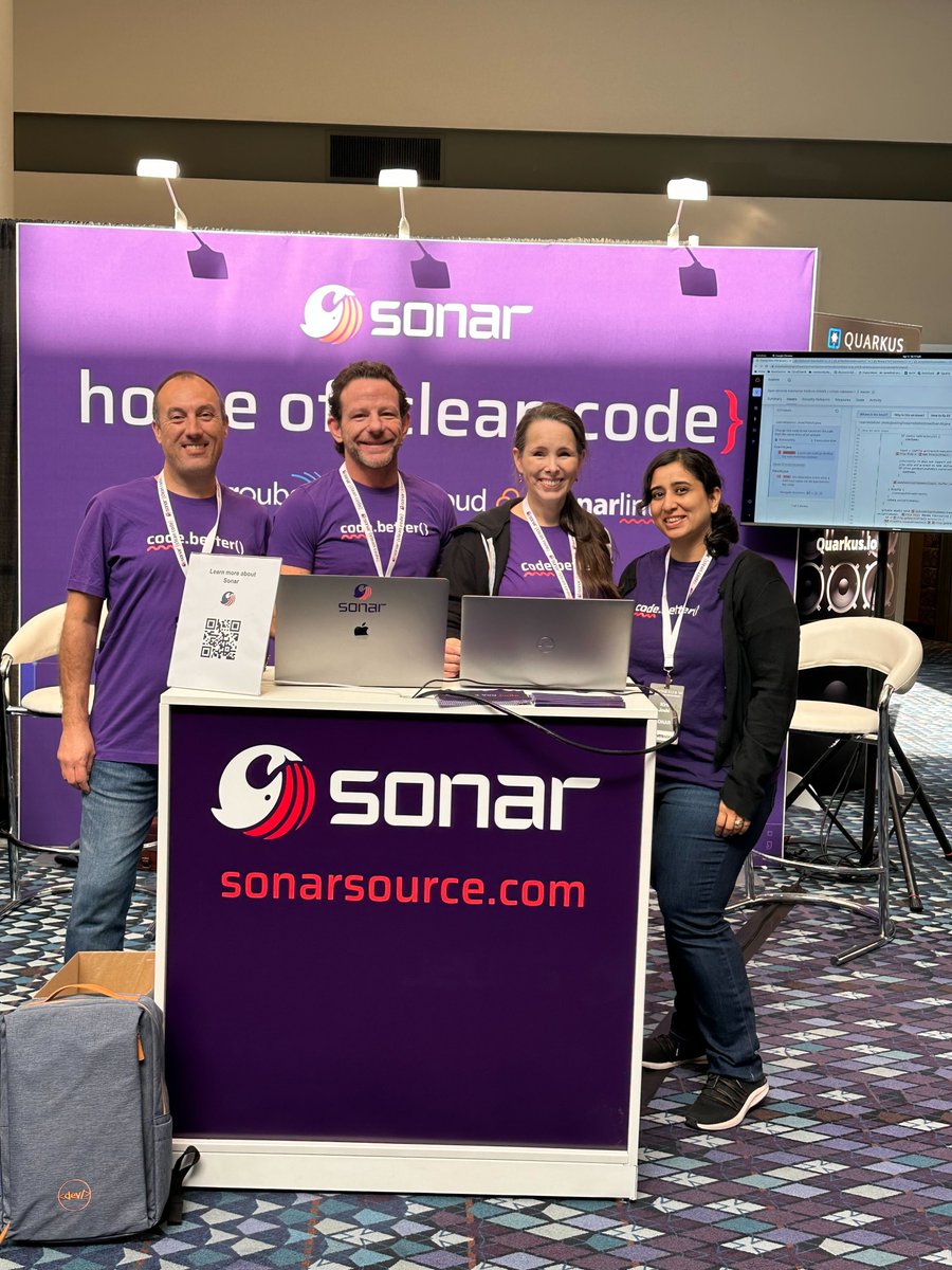 SonarSource's tweet photo. Live from @DevNexus!! This morning we’ll be hosting demos on full flow &amp; ease of Sonar from IDE to PR analysis. Stop by booth # 34!!

Later on we will cover: 
⭐Clean as You Code via quality gates &amp; quality profiles 
⭐Improving your #Java development https://t.co/zsyfGbWauA