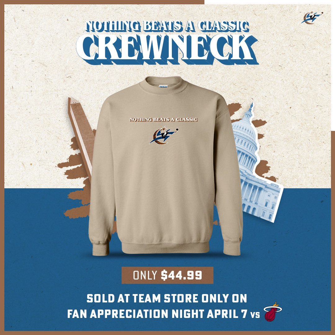@TeamshopatCOA (@teamshopcoa) on Twitter photo We’re celebrating Fan Appreciation Night by bringing out some classic crewnecks that are available only in store 🔥
Get your tickets for the game: bit.ly/3KelWDA
#DCAboveAll | <a href="/WashWizards/">Washington Wizards</a> We’re celebrating Fan Appreciation Night by bringing out some classic crewnecks that are available only in store 🔥
Get your tickets for the game: bit.ly/3KelWDA
#DCAboveAll | <a href="/WashWizards/">Washington Wizards</a>