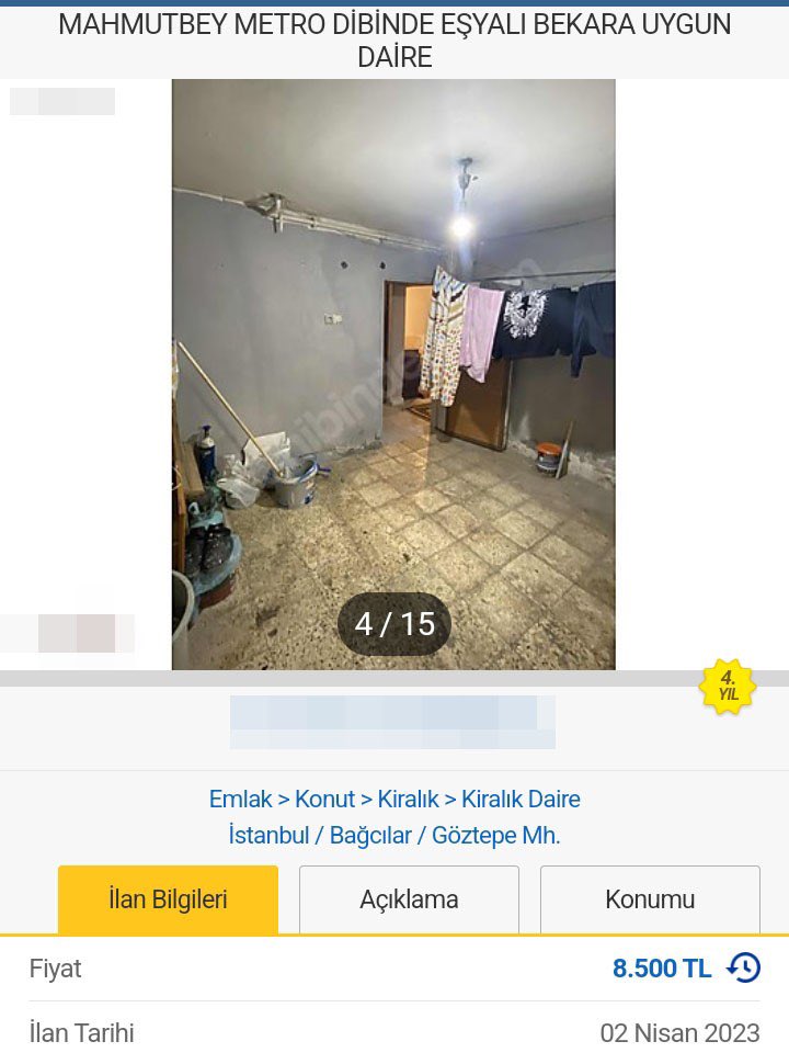 ZamHaberAjans's tweet photo. Sarı sitede 8.500 TL kira istenen ev https://t.co/oZg7Xk8cui