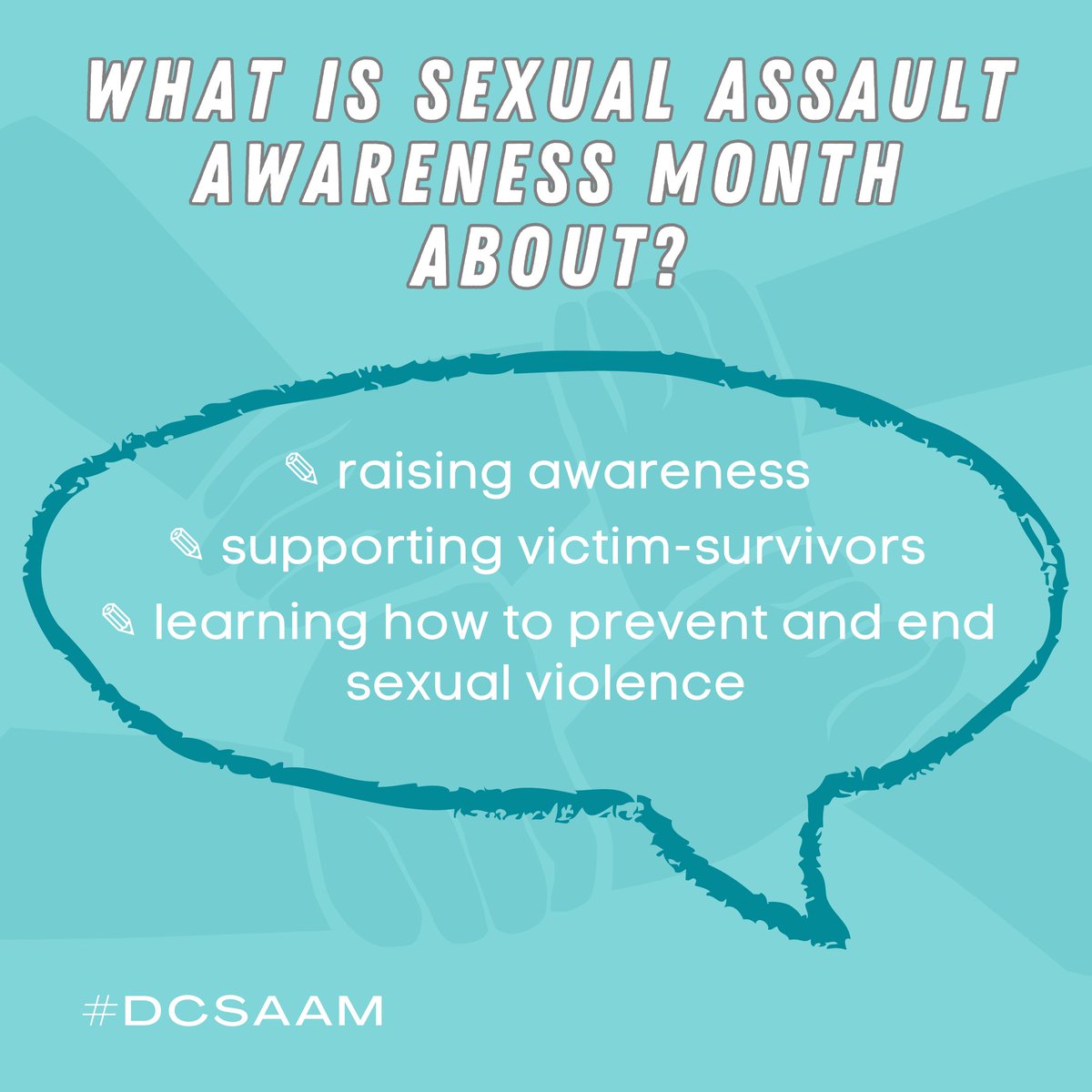 Looking for ways to participate in #DCSAAM and #SAAM2023?

Our Action Guide gathers a range of resources, including a community calendar of events, national hotlines, community-specific facts, virtual support for survivors, and more. dccesv.org/saam #DrawingConnections