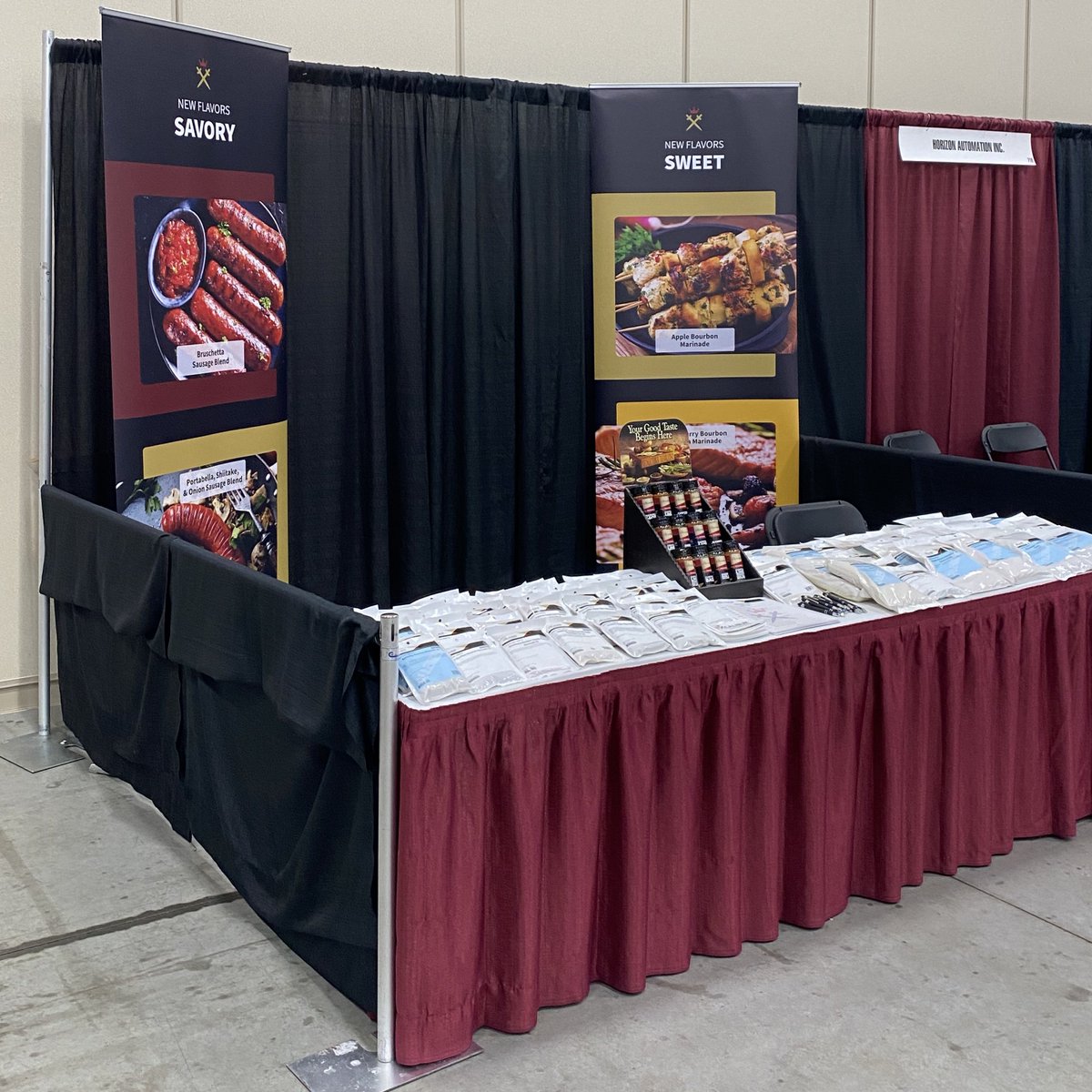 ExcalSeasoning's tweet photo. ‘Tis the season to “meat and greet” at the @AAMPNews state shows. Here’s our team at the Minnesota Association of Meat Processors Convention in St. Cloud in mid-March building up our new Sweet, Heat & Savory blends. #MeatProcessors #convention #tradeshow #seasonings https://t.co/NM8DU4hfU4