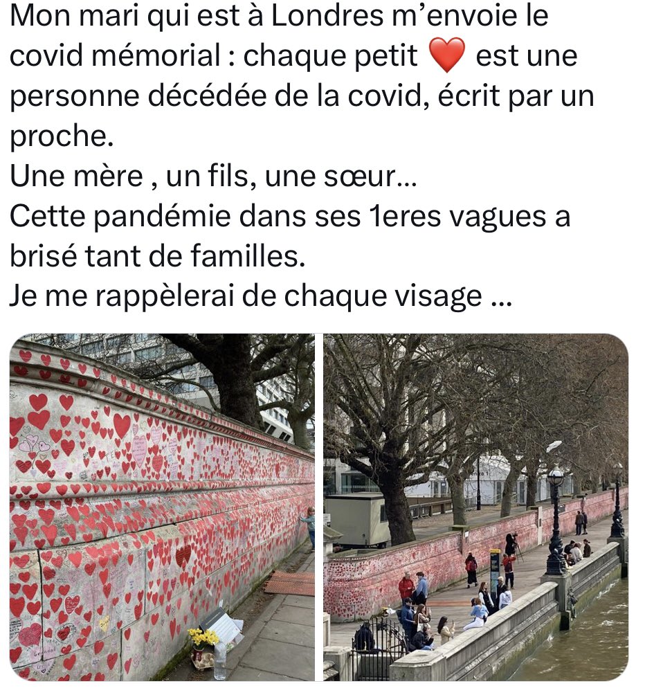 🧵Une twitta au compte protégé m’autorise à QRT son message comportant 2 photos du #CovidMemorialWall londonien… 1/