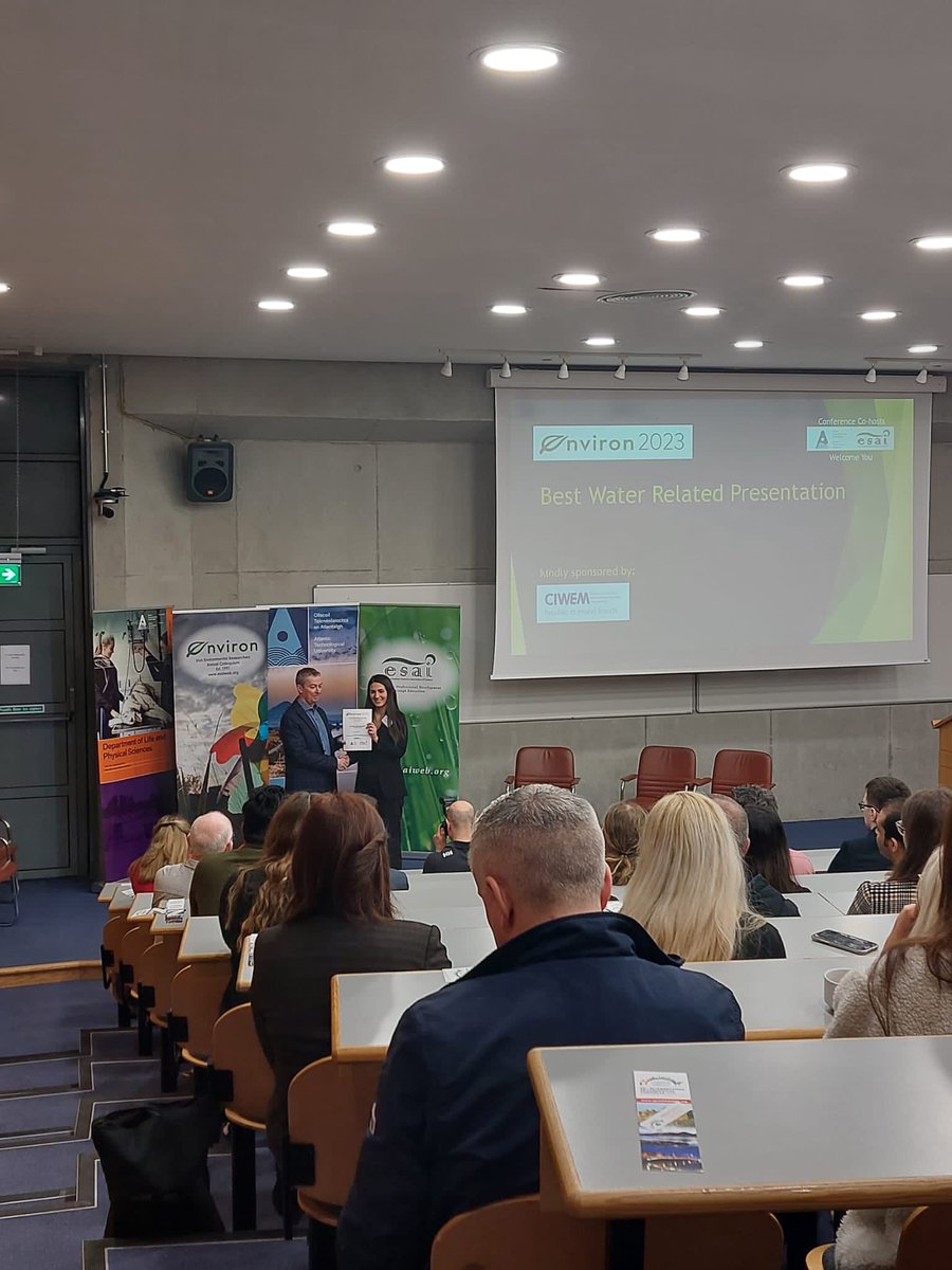 Best Water Related Presentation at #Environ2023 goes to Elena Anedda of @uniofgalway while Best Waste Resources Related Presentation goes to Clodagh King of @DkIT_ie