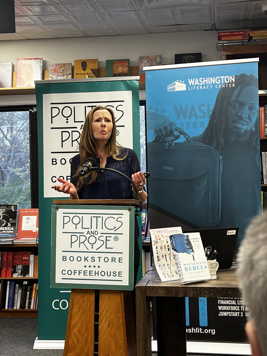 WASHLIT's tweet image. Thank you @andrea_wulf for joining us at @PoliticsProse last week to talk about your new book, “Magnificent Rebels: The First Romantics and the Invention of the Self.”

Purchase her book today! politics-prose.com/book/978052565…