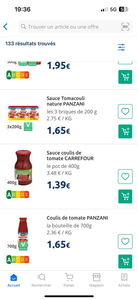 LucieHugoo's tweet photo. Comment est ce possible une telle différence entre un compte Carrefour connecté et l’autre non? Le plus cher évidemment étant sur le compte connecté.. 
@CarrefourFrance https://t.co/NmQg7UmiBW