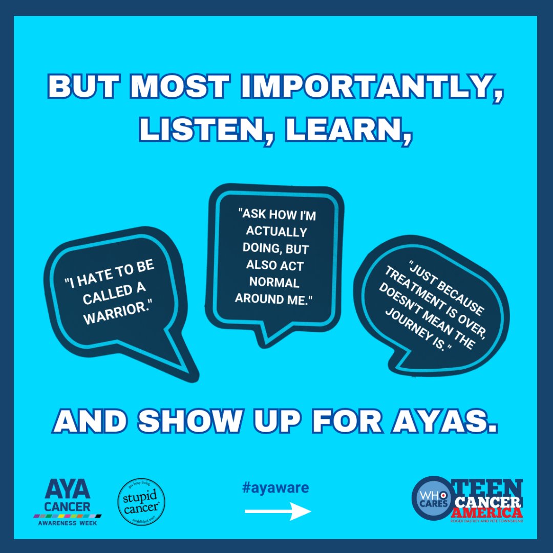 There are endless ways to support the AYA cancer community. Here are some suggestions directly from our community members 🎁

#AYAware #ayacancer #AYACancerAwareness #CancerAwareness #FightCancer #CancerSucks #TYAcancer #TeenCancer #PediatricCancer #CancerSupport