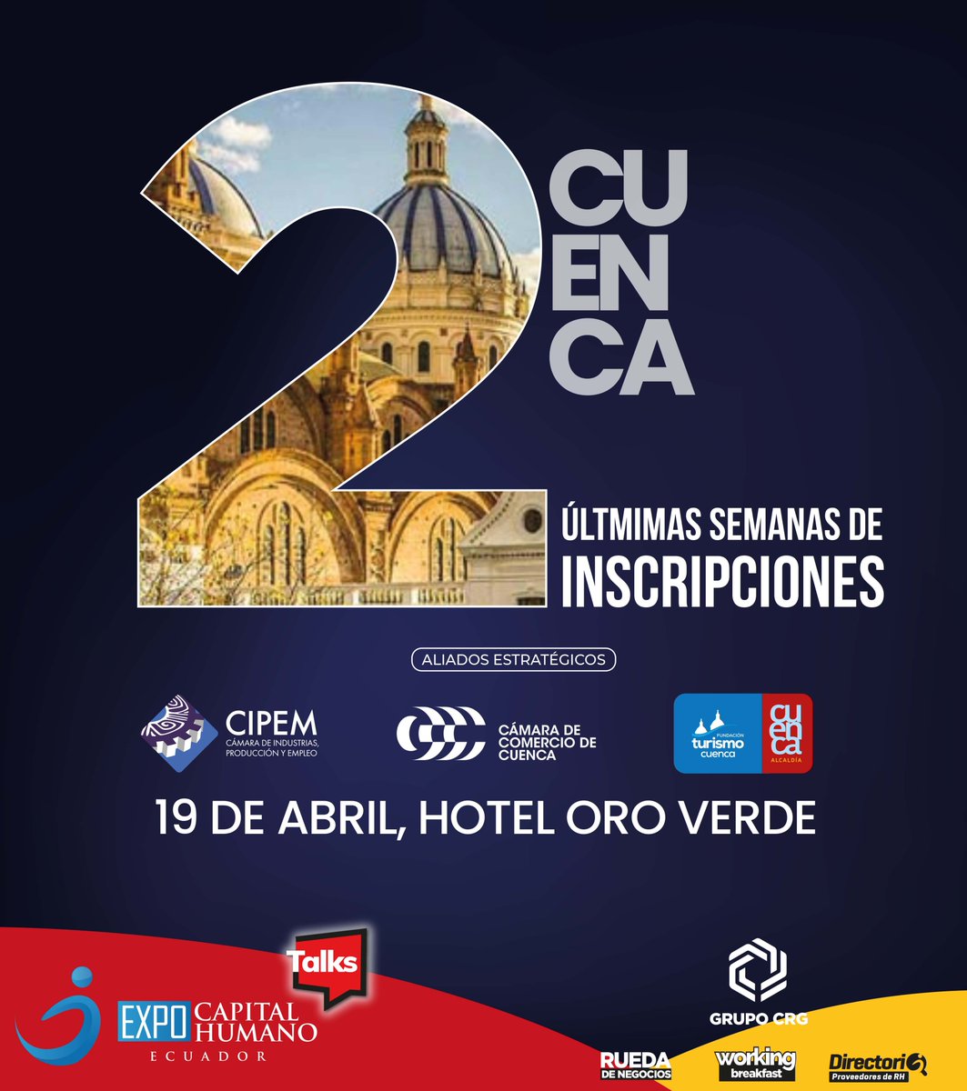 ExpoCapitalEc's tweet photo. ¡Contando los días! 😎
Estamos a dos semanas de vivir la séptima edición de la #expocapitalhumanoecuador #Talks en #cuenca
¡Conoce nuestra agenda y prográmate desde ya! 📅
https://t.co/u21cejqjeK
✍️Escríbenos: talkscuenca@expocapitalhumano.ec
 0999616015
@cccuenca @cipemec https://t.co/plWvsyJb2z