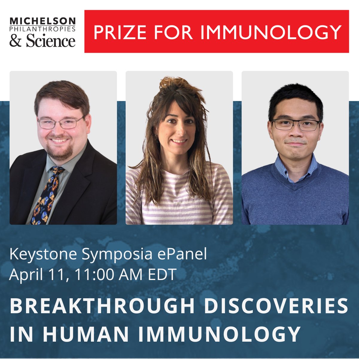 On APR 11 the 2023 awardees of the <a href="/MichelsonPhils/">Michelson Philanthropies</a> &amp; <a href="/ScienceMagazine/">Science Magazine</a> Prize for #Immunology will present their groundbreaking #research. Dr. Aleksandar Obradovic received the grand prize, Dr. <a href="/roserventotormo/">roser</a> and Dr. Joshua Tan finalist awards. Register: bit.ly/3K6nAqX