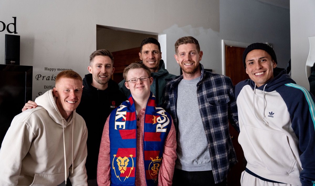 realsaltlake's tweet photo. The guys made a special visit to a fan yesterday. 

Jacob got merch and tickets from his favorite #RSL players. See you Saturday, Jacob! https://t.co/kjgWnRUDiF