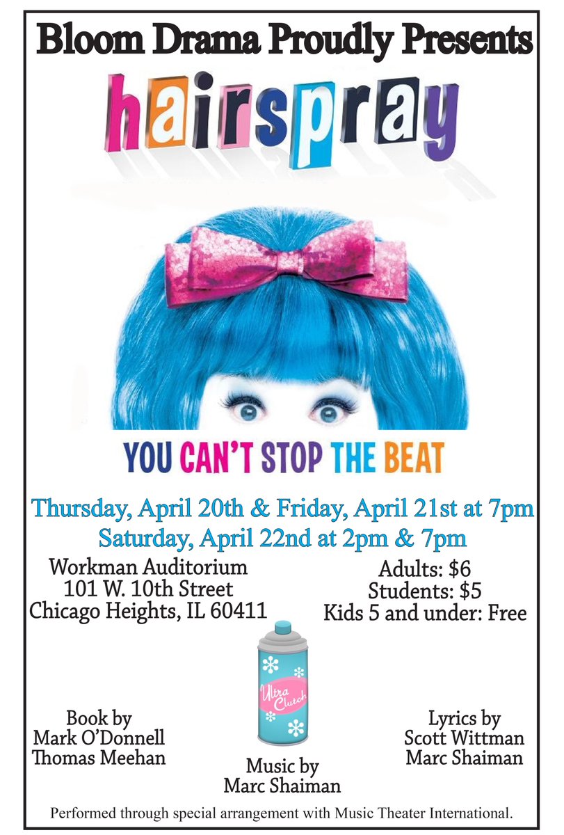 Tiffany Insalaco (@sd206finearts) on Twitter photo Save the date for Bloom Drama's Presentation of Hairspray! April 20 & 21 Workman Auditorium. <a href="/DrJLAnderson/">Dr JLAnderson</a> <a href="/DrNavarre/">Supt. Lenell Navarre</a> Save the date for Bloom Drama's Presentation of Hairspray! April 20 & 21 Workman Auditorium. <a href="/DrJLAnderson/">Dr JLAnderson</a> <a href="/DrNavarre/">Supt. Lenell Navarre</a>