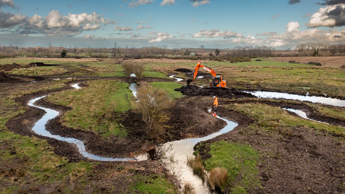 We have been undertaking the site supervision of this river restoration. It was designed and created by <a href="/N_Rivers_Trust/">Norfolk Rivers Trust</a>

This meandering work will increase biodiversity, flood water storage, water quality, &amp; carbon sequestration by transforming an originally straight channel.