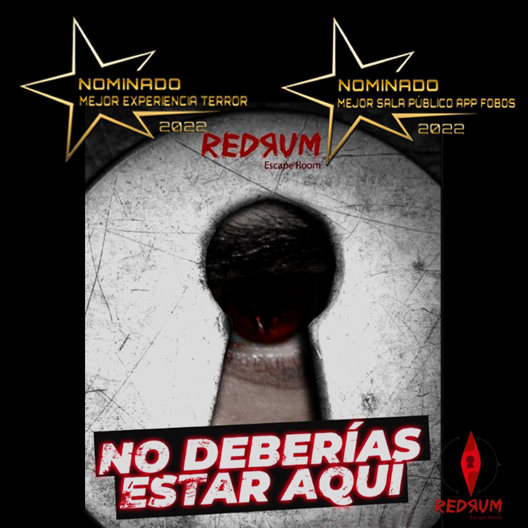 Nominados a MEJOR EXPERIENCIA DE TERROR Y MEJOR SALA PÚBLICO APP FOBOS en los próximos Premios Escape Room Awards!!!
Redrum Escape Room en Sevilla, Calle Alfarería...
Porque en Triana hay que morir😏