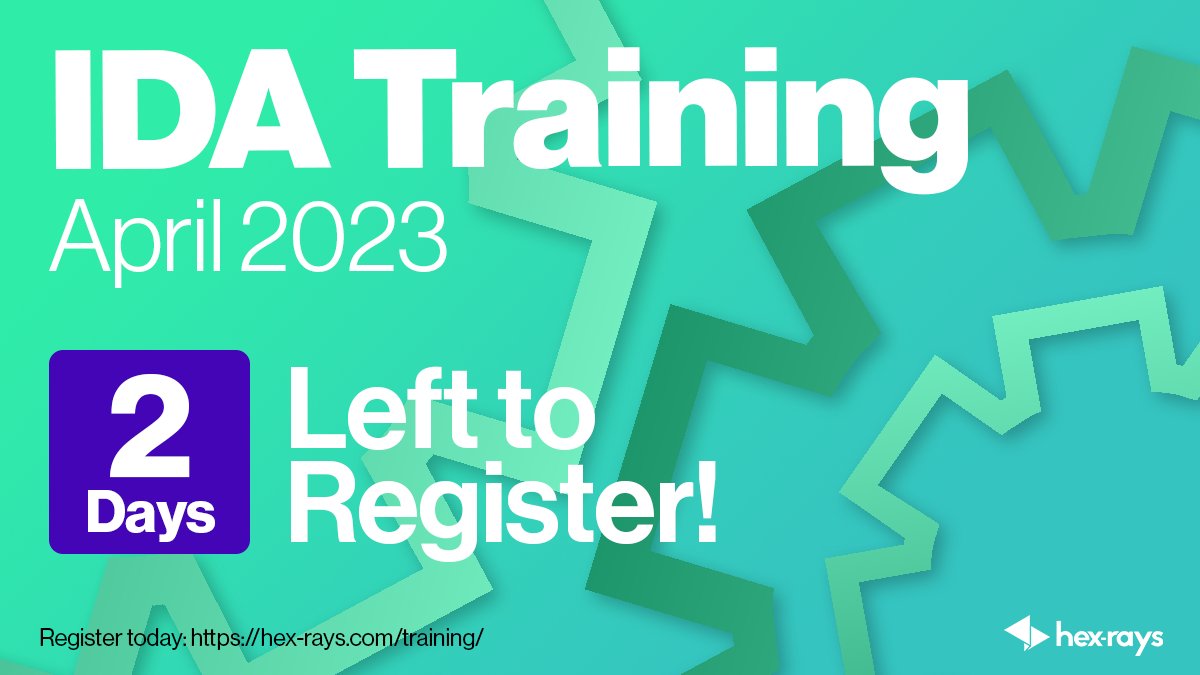 HexRaysSA's tweet photo. Last chance to register for our April #IDATraining sessions!

🎓 The Standard training provides introductory knowledge about #IDA.
🎓 The Advanced is for experienced users who want to take advantage of IDA's open architecture by extending  &amp; improving it.

https://t.co/KMdYkATxp8 https://t.co/dIK34UqiLX