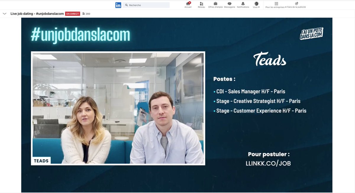 🧑‍💻Nous étions ravis de participer au Job Dating vidéo de <a href="/unpotedanslacom/">jaiunpotedanslacom</a> !

👋 Si une opportunité vous correspond ou si vous avez manqué le live, vous pouvez consulter toutes nos offres ici 👉 urlz.fr/lfUw