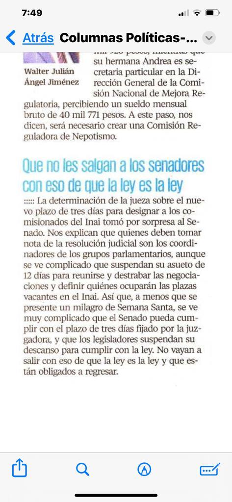 PoderTranspMx's tweet photo. En el tortuoso camino hacia la designación de Comisionados del @INAImexico, el @senadomexicano bajo la presión del Poder Judicial. ¿Será que los senadores tienen la voluntad de no paralizar la transparencia? @designaciones @letroblesrosa @RicardoMonrealA https://t.co/AXaWGTZNqh