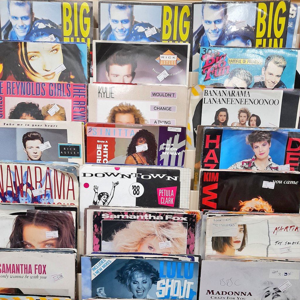 PBalOfficial's tweet photo. This is what you call a record shop! #PWL #Kylie #Sinitta #SamFox #Bananarama #BigFun #HazelDean #icons https://t.co/oDJ2kpEAEA