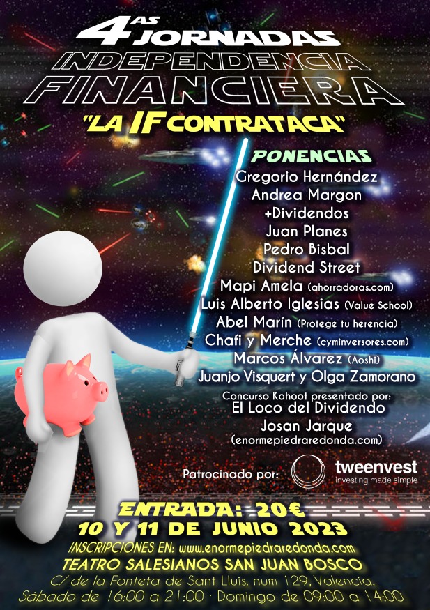 Tweenvest se suma a las Jornadas de Independencia Financiera! 🎉

Os esperamos para disfrutar de las charlas de <a href="/DividendStreet/">Dividend Street</a>, <a href="/AndreaMarGon_/">Andrea MarGon ☘️</a>,  <a href="/educalibertad/">Luis A. Iglesias</a> y muchos más.

Habrá sorpresa para los asistentes así que consigue tu entrada ya! ⬇️

enormepiedraredonda.com/4as-jornadas-s…