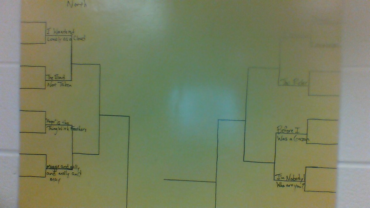 MrJensensClass's tweet photo. April Madness! 16 Poems! One winner! https://t.co/Oz90eTQKFM