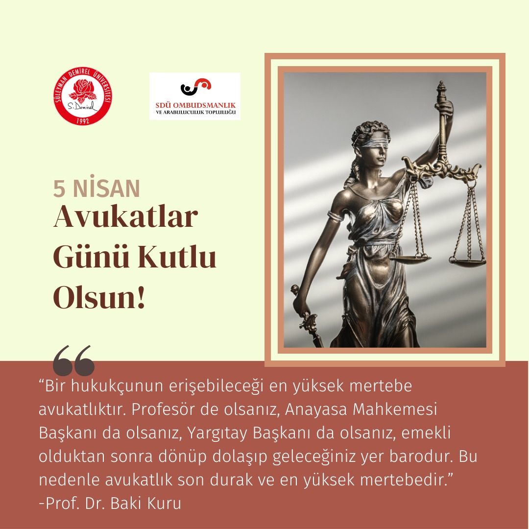 Mesleğini özveri ve dürüstlükle yapan, adaletin savunucusu tüm avukatların 5 Nisan Avukatlar Günü'nü kutlarız. ⚖🙏