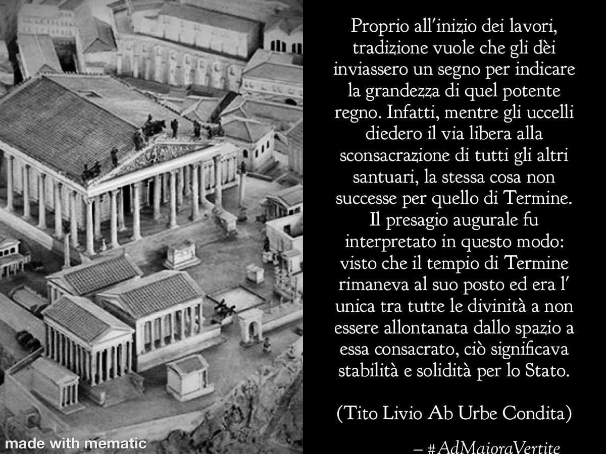 Tommygladius79's tweet image. Il Tempio di Giove Ottimo Massimo segno della Grandezza di Roma

“…ciò voleva significare che nulla avrebbe potuto violare i confini di Roma né sconfiggere la sua potenza.”

#AdMaioraVertite #Giove #Tempio #Storia #MosMaiorum #Roma #Urbe #Tradizione