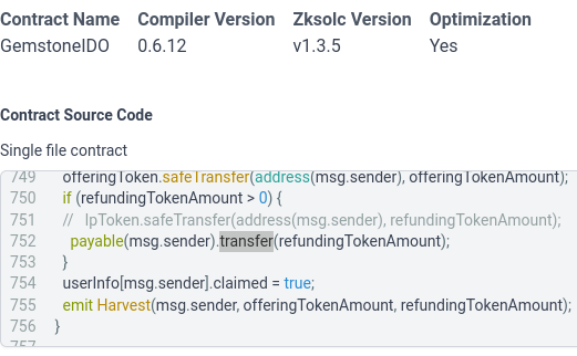 dev_haruka's tweet photo. This is just a bad practice in general, but in the zkSync era, it breaks your contract. I can't believe this contract has raised 900 ETH. #Gemholic #REKT https://t.co/7kJAqgfYXV