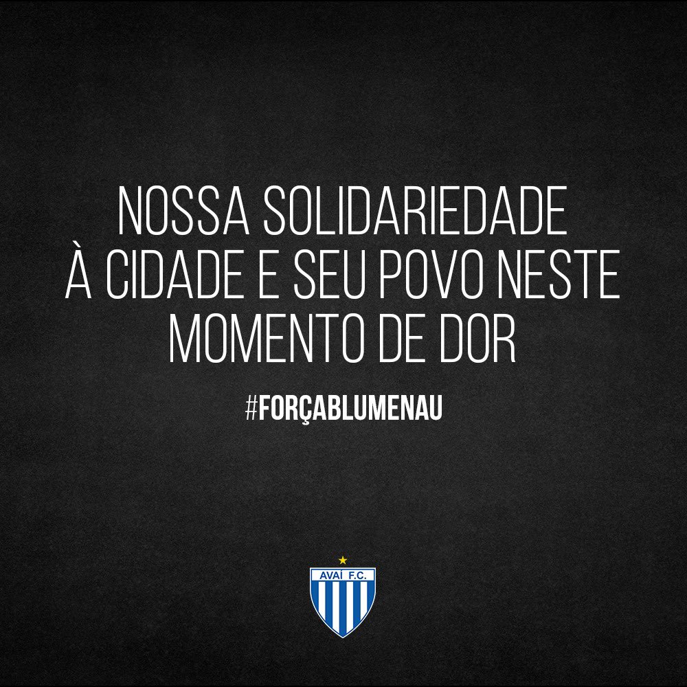 🦁🙏🏻 O Avaí Futebol Clube manifesta seu pesar acerca da tragédia ocorrida em Blumenau na manhã desta quarta-feira (5). 

Nossos sentimentos aos familiares e amigos das vítimas e a toda cidade de Blumenau e seu povo.

#ForçaBlumenau