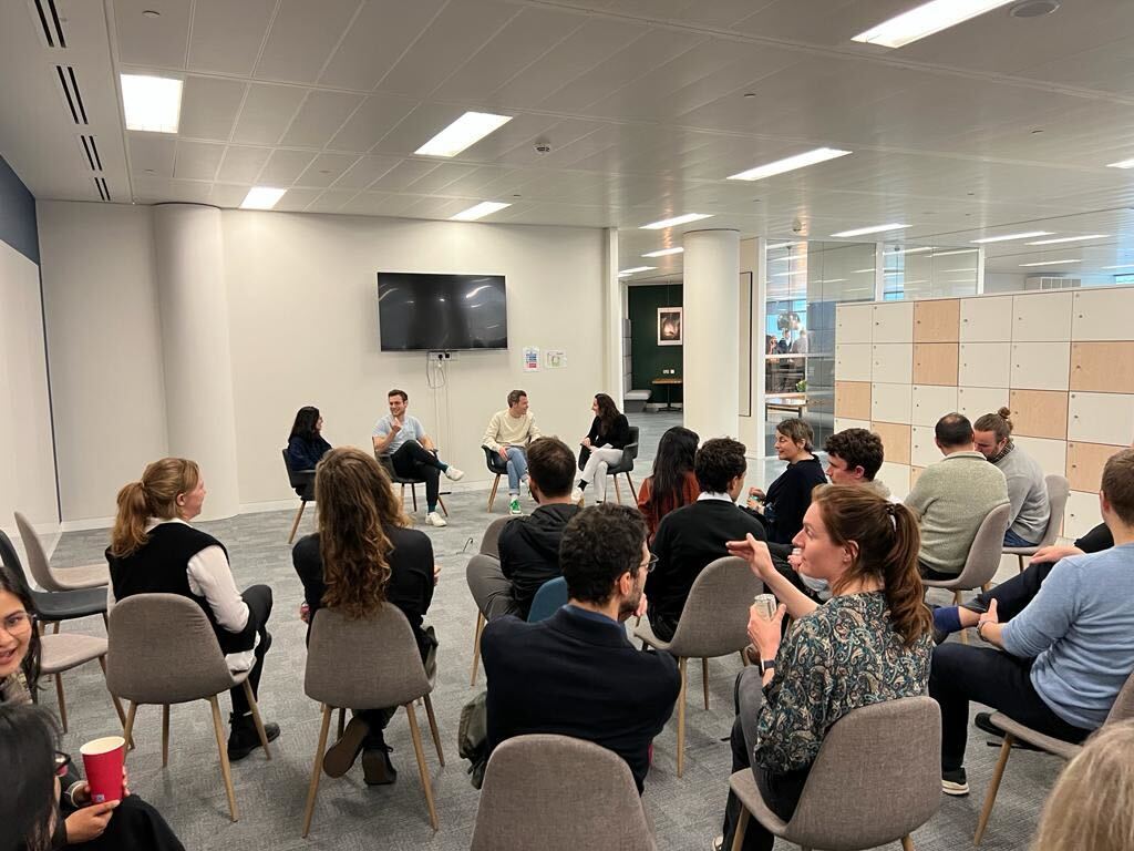 Huge shout outs to @mcjcollective 📢 and <a href="/epochbio/">Epoch Biodesign</a> 📢 for hosting us on Monday night to talk about #buildingwithbiology. We are lucky to have such an amazing community of #biotech founders here in London. 🇬🇧

Thank you <a href="/leone_baron/">Leone Baron</a> for snapping this one 📸 !

#food #community