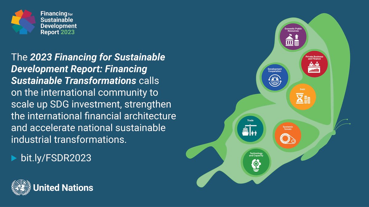 Accelerating national sustainable industrial transformations can be the breakthrough to achieve the #SDGs. A new generation of sustainable industrial policies can enable sustainable transformations.🦋🌎

The latest from the 2023 #Fin4Dev report:
un.org/en/desa/new-gr…