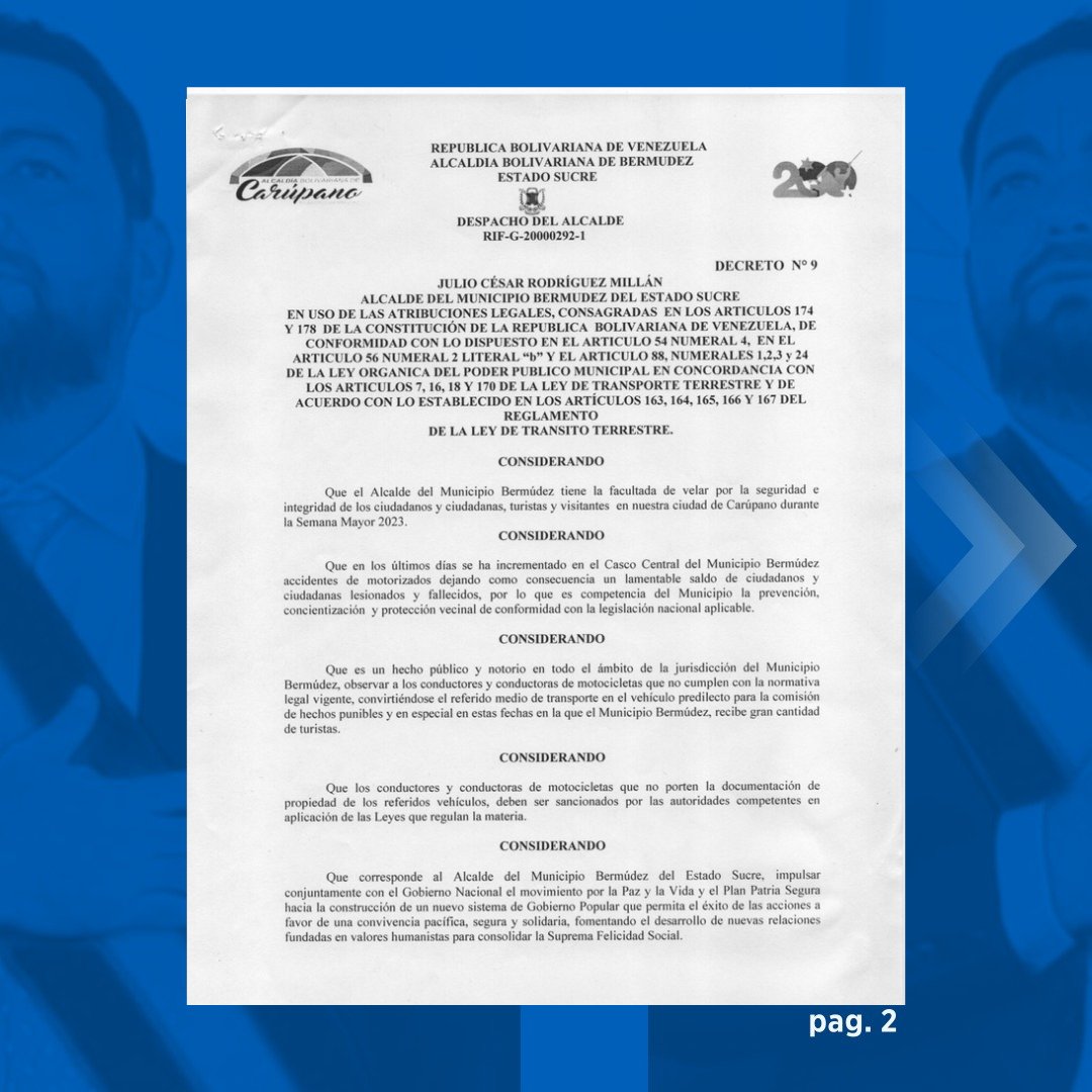 Prensa_JulioRod's tweet photo. Decreto Nro. 9
Donde se prohíbe la circulación de motocicletas, desde este miércoles #5Abril hasta el #9Abril en el horario de 6pm a 5am #SemanaSanta2023

#PrensaJulioRodríguez https://t.co/WOobzKgmQj