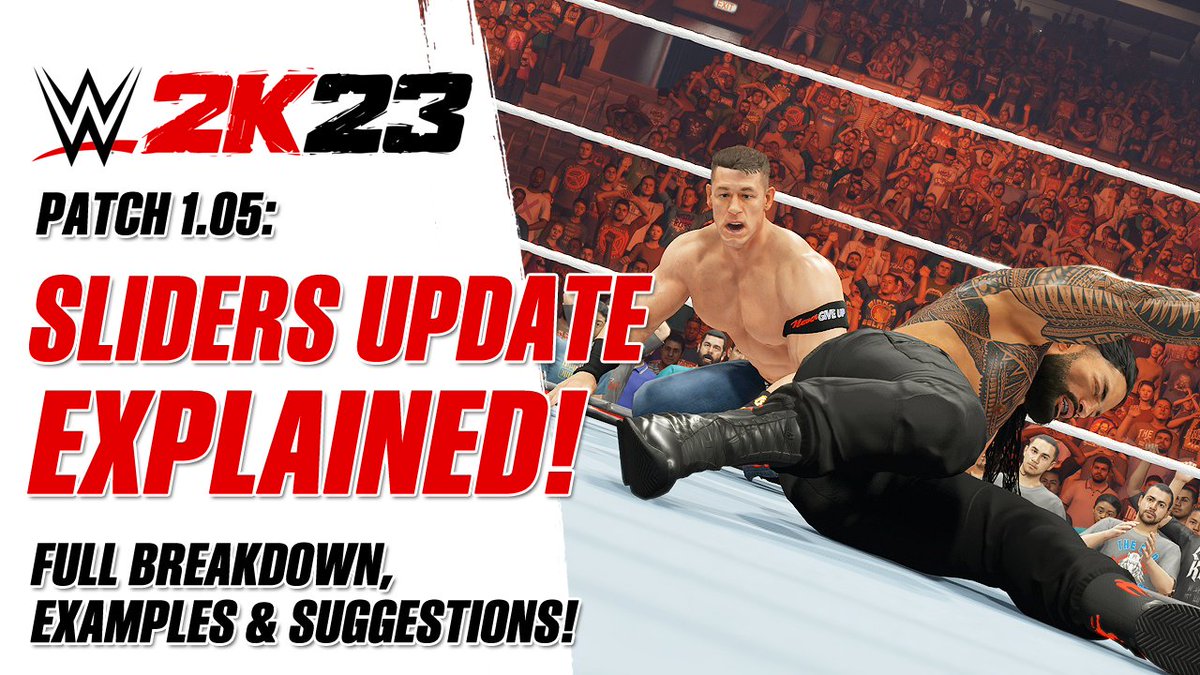 Smacktalks's tweet photo. Here's a full breakdown of the sliders update in #WWE2K23 including examples of how each slider affects the gameplay, what they do, and some things you should try!

📺 https://t.co/0cx0UXNLEu https://t.co/pbNcrb448j