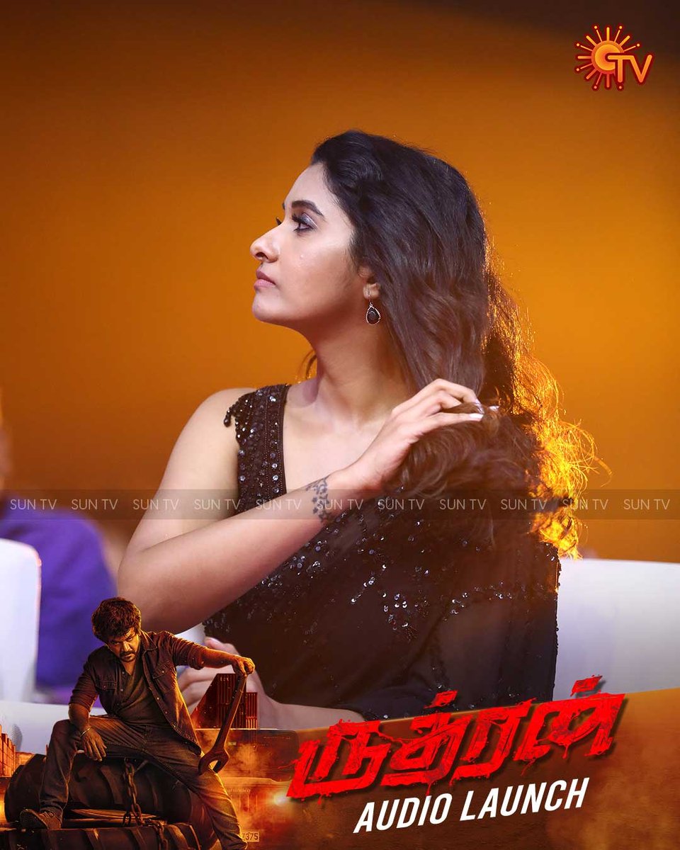 SunTV's tweet photo. Lady In Black @priya_Bshankar  is here.

#PriyaBhavaniShankar #RudhranAudioLaunch 
@offl_Lawrence @realsarathkumar @gvprakash @SamCSmusic @kathiresan_offl @RDRajasekar @5starcreationss https://t.co/K9GF1MnRWZ