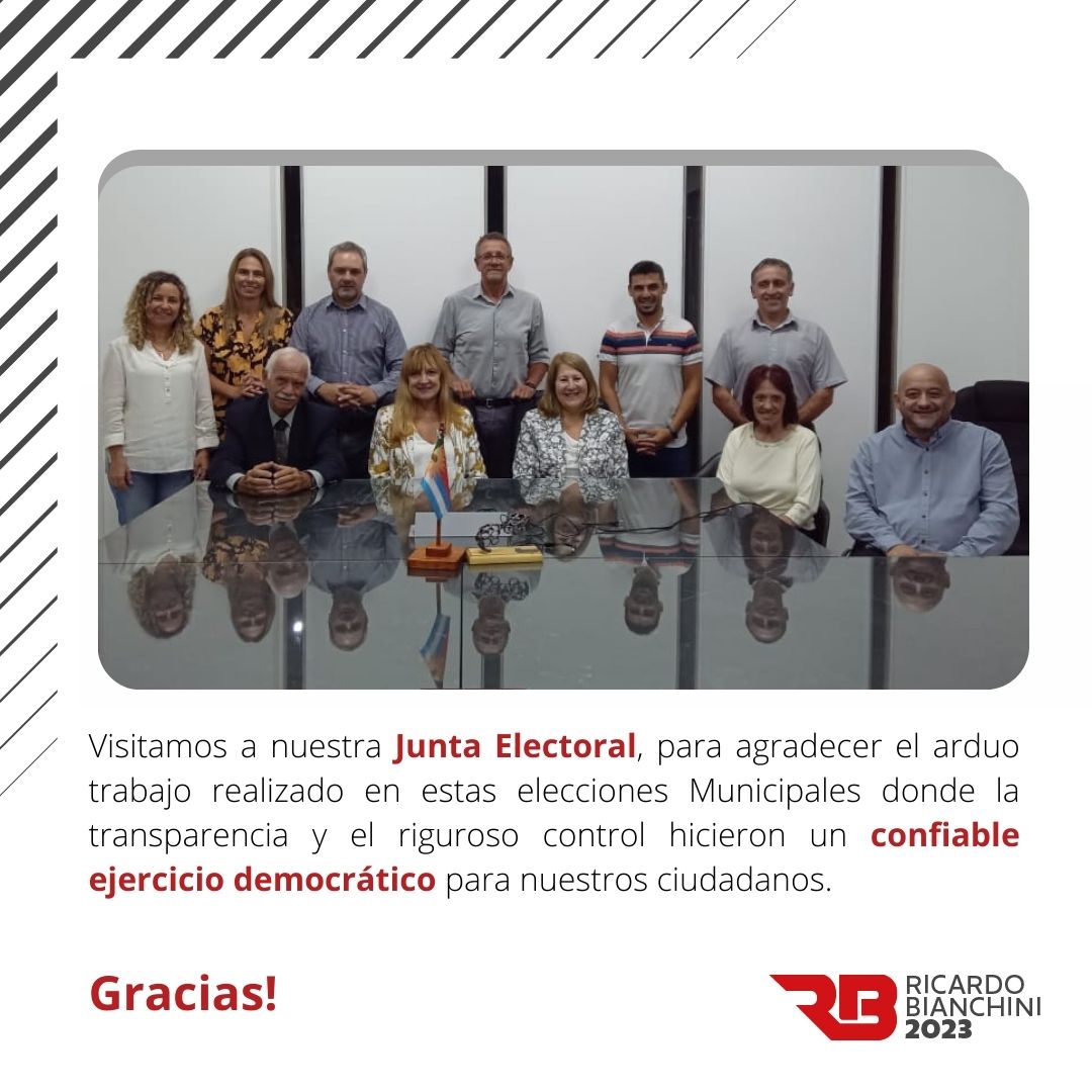 Visitamos a nuestra 𝗝𝘂𝗻𝘁𝗮 𝗘𝗹𝗲𝗰𝘁𝗼𝗿𝗮𝗹, para agradecer el arduo trabajo realizado en estas elecciones Municipales donde la transparencia y el riguroso control hicieron un 𝗰𝗼𝗻𝗳𝗶𝗮𝗯𝗹𝗲 𝗲𝗷𝗲𝗿𝗰𝗶𝗰𝗶𝗼 𝗱𝗲𝗺𝗼𝗰𝗿𝗮́𝘁𝗶𝗰𝗼 para nuestros ciudadanos.

Gracias!