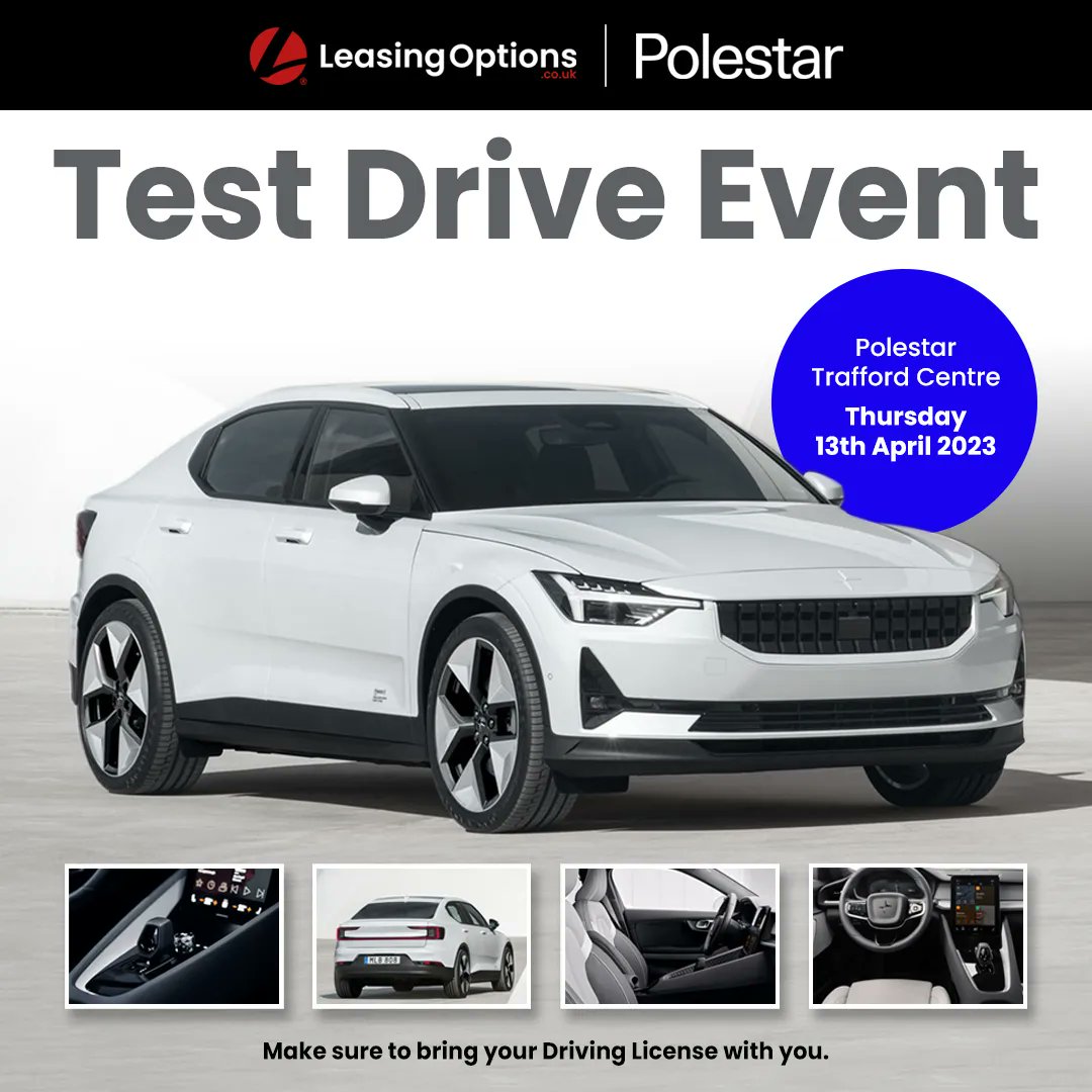 Leasing Options are hosting a test drive event in partnership with Polestar!

Experience the sustainable electric performance of the Polestar and book in for a test drive with us.

Simply follow this link to book in your test drive 👉 buff.ly/3KxrjhF 

See you there!