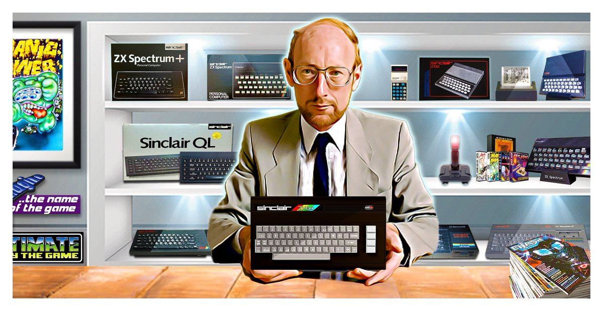 GaryArnott's tweet image. Out there, somewhere, in an alternate reality... 🪐 

Clive's tie is actually put on straight! 😲

Not sure about that computer he's holding though...🤨

#ZXSpectrum #SinclairResearch #retrocomputing #commodore64 #C64 #ZX64 #Nostalgia #8bit #80s #1980s #retrogaming #CliveSinclair