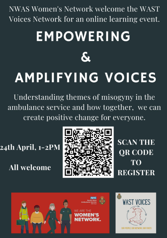 At our next event we will be joined by <a href="/WelshAmbulance/">Welsh Ambulance</a> colleagues for a session on sexual safety/misogyny in the service with stories &amp; breakout sessions.  If any NWAS colleagues would like to attend, please sign up using your work email.