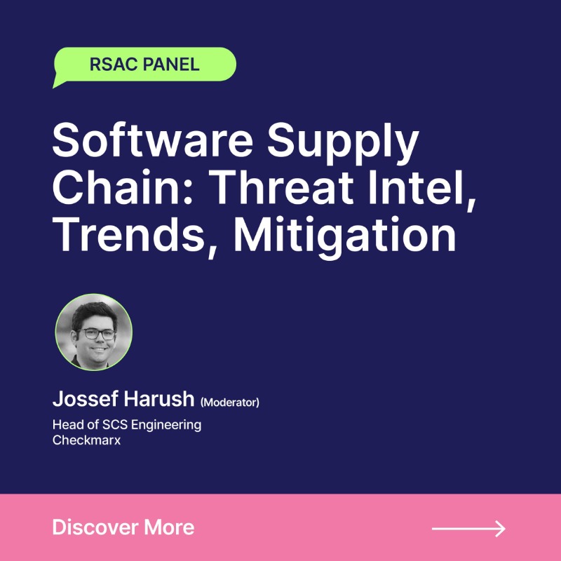 Checkmarx's tweet photo. Checkmarx’ Kobi Tzruya, @TalFolkman and @jossefharush show you HOW to #shifteverywhere with #DevSecOps and #SupplyChainSecurity! Get info on their #RSAC 2023 sessions and join us at Moscone South: https://t.co/J62ykRNl6u
@AppSec_Village @TechstrongGroup #RSAConference